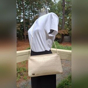 Vintage 1970's Phillippe Bone Leather Convertible Clutch Or Shoulder Bag